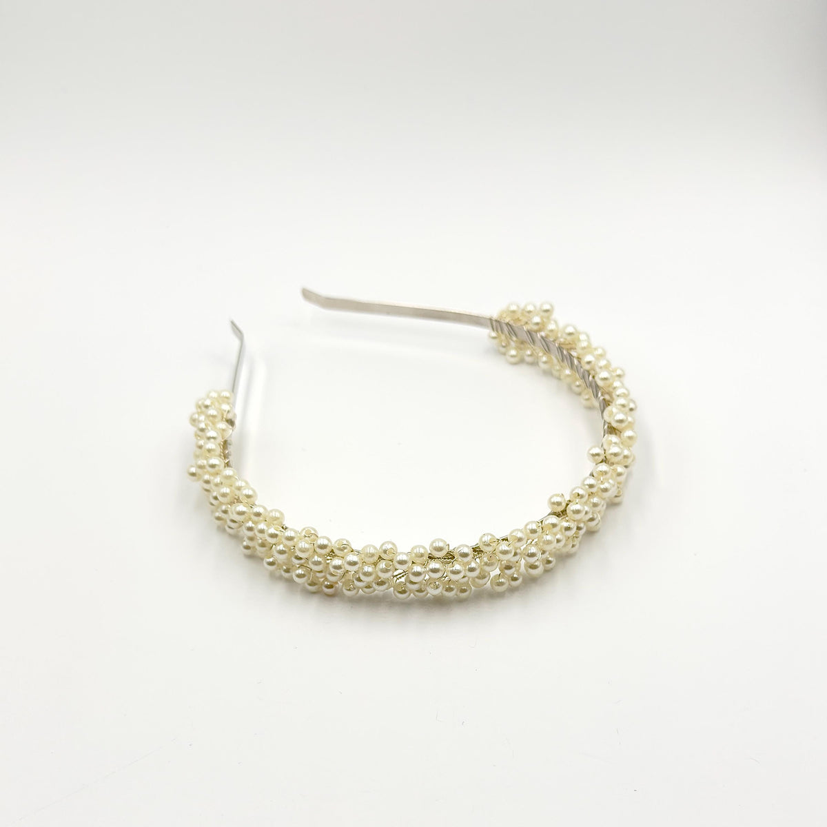 Bridal Headband with 5 mm Pearls | Delicate Handmade Wedding Hairpiece