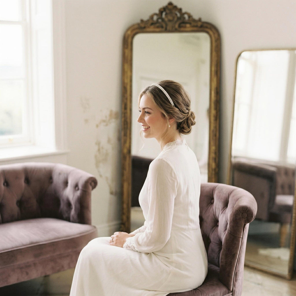 Slim Pearl Bridal Headband | Multi-Row Classic Wedding Hair Accessory