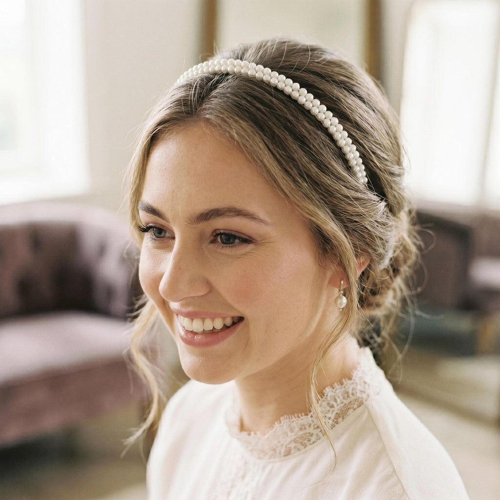 Slim Pearl Bridal Headband | Multi-Row Classic Wedding Hair Accessory