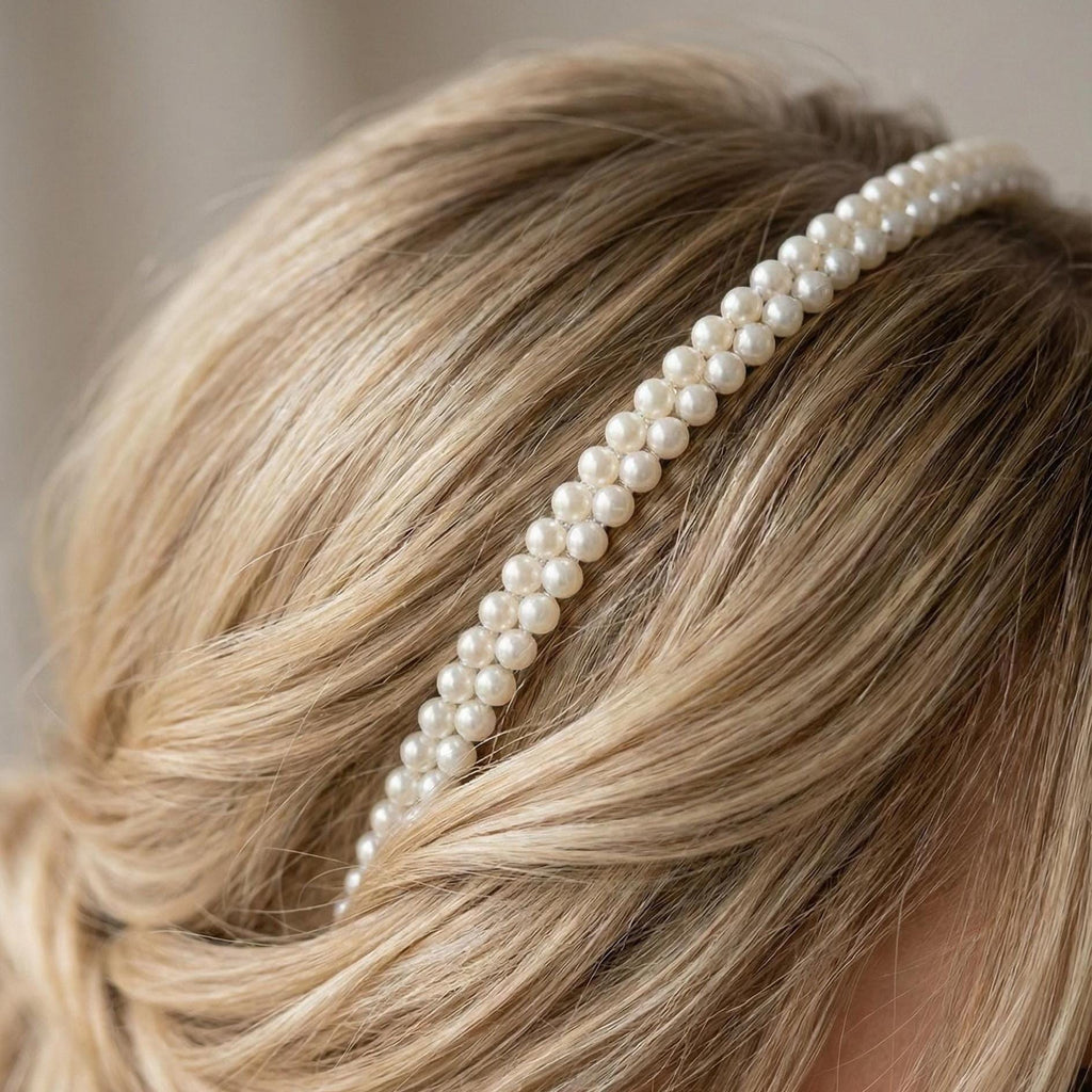 Slim Pearl Bridal Headband | Multi-Row Classic Wedding Hair Accessory