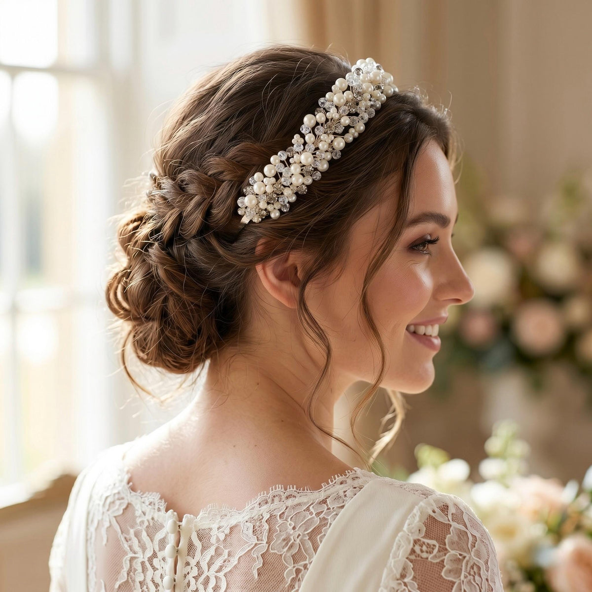 Bridal Headband Crystal Pearl Wire Hairband Hair Accessory