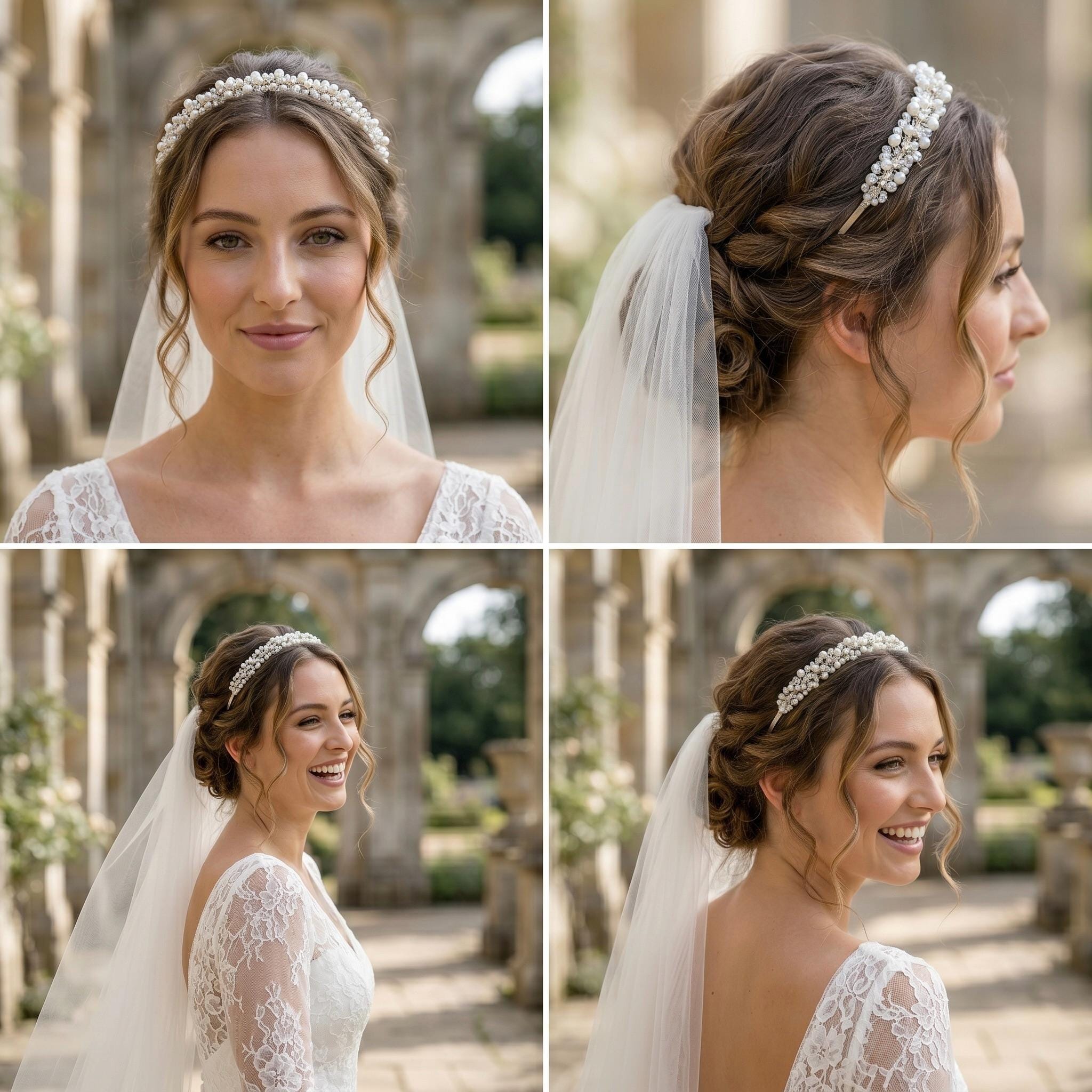 Eleganter Braut-Haarreif mit Perlen und Ziersteinen