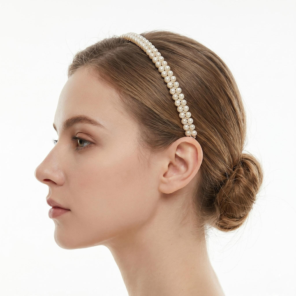 Slim Pearl Bridal Headband | Multi-Row Classic Wedding Hair Accessory