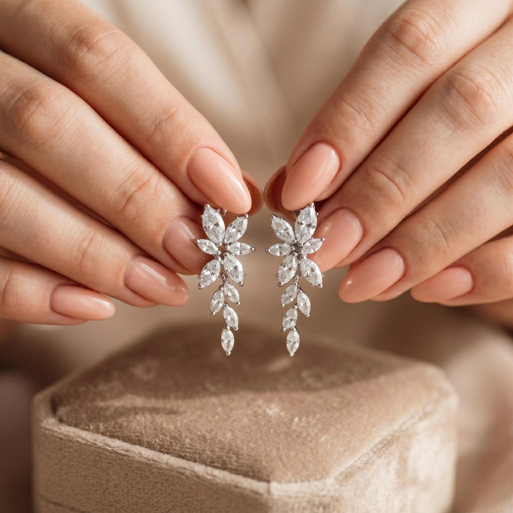 Braut Ohrhänger mit Marquise Kristallen in Blumenform