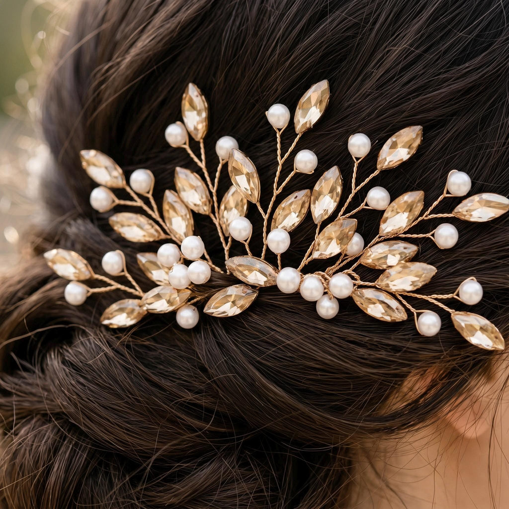 Eleganter Braut Haarkamm mit funkelnden Ziersteinen