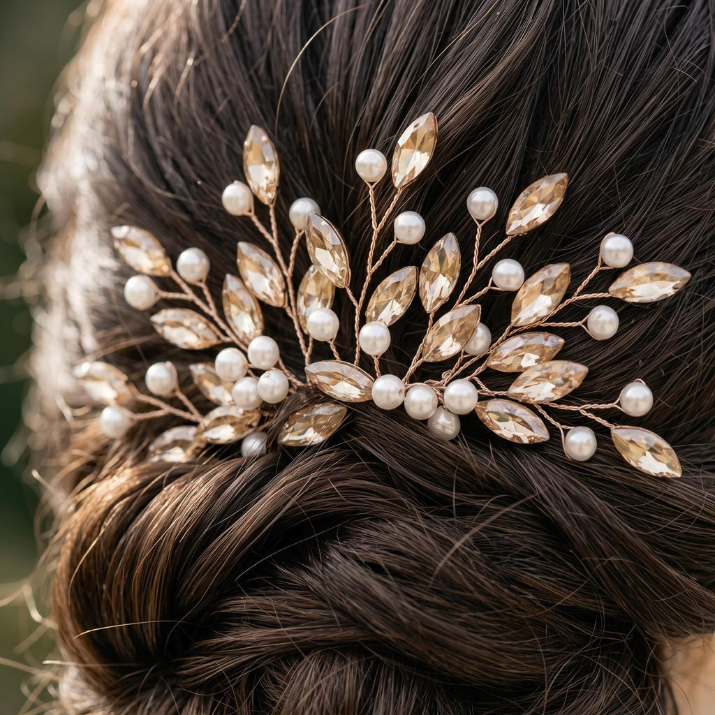 Eleganter Braut Haarkamm mit funkelnden Ziersteinen