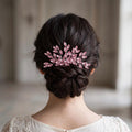 Braut Haarkamm Rosa Kristall Silber Draht Haarschmuck