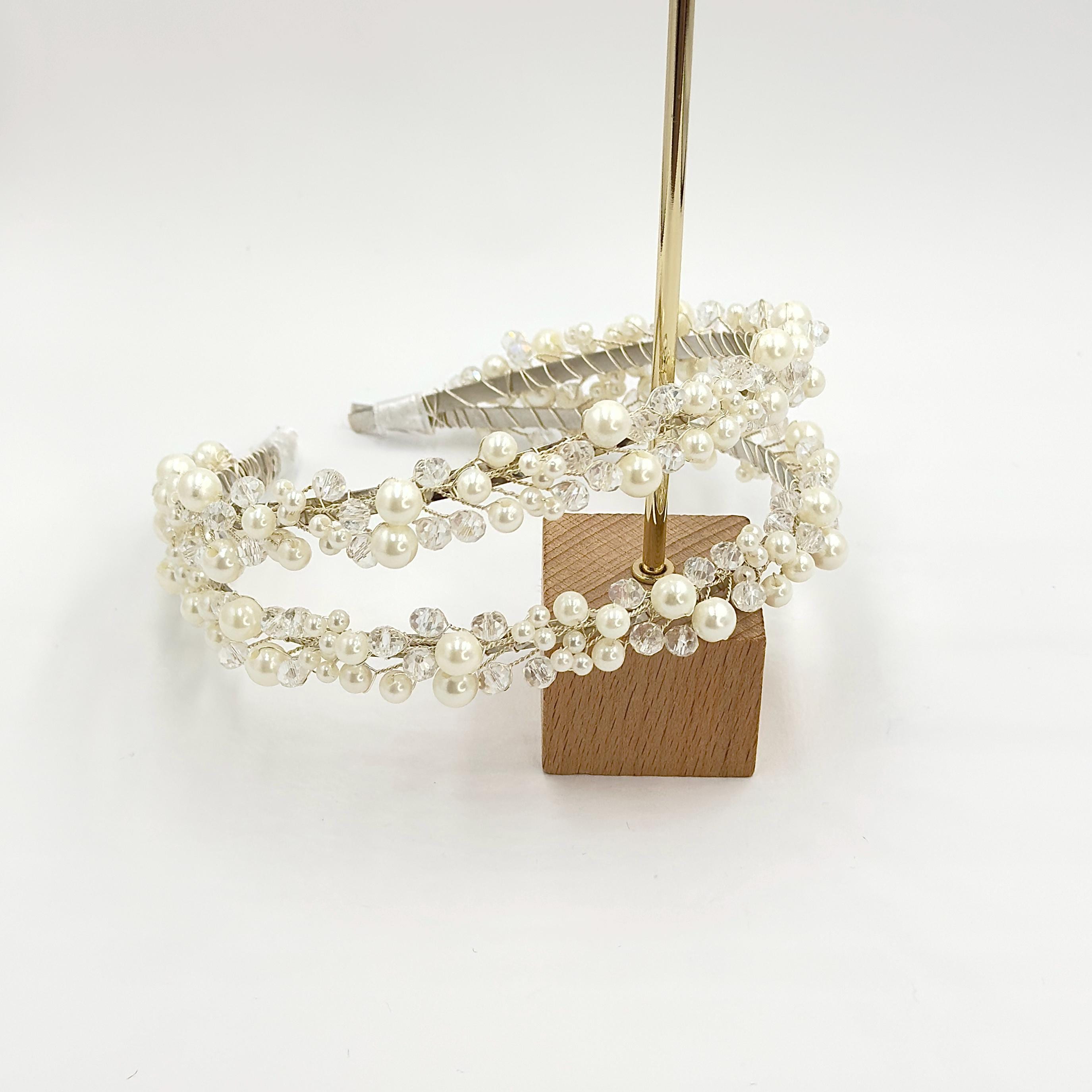 Brauthaarreif-Set mit Perlenzweigen | Romantischer silberfarbener Haarschmuck