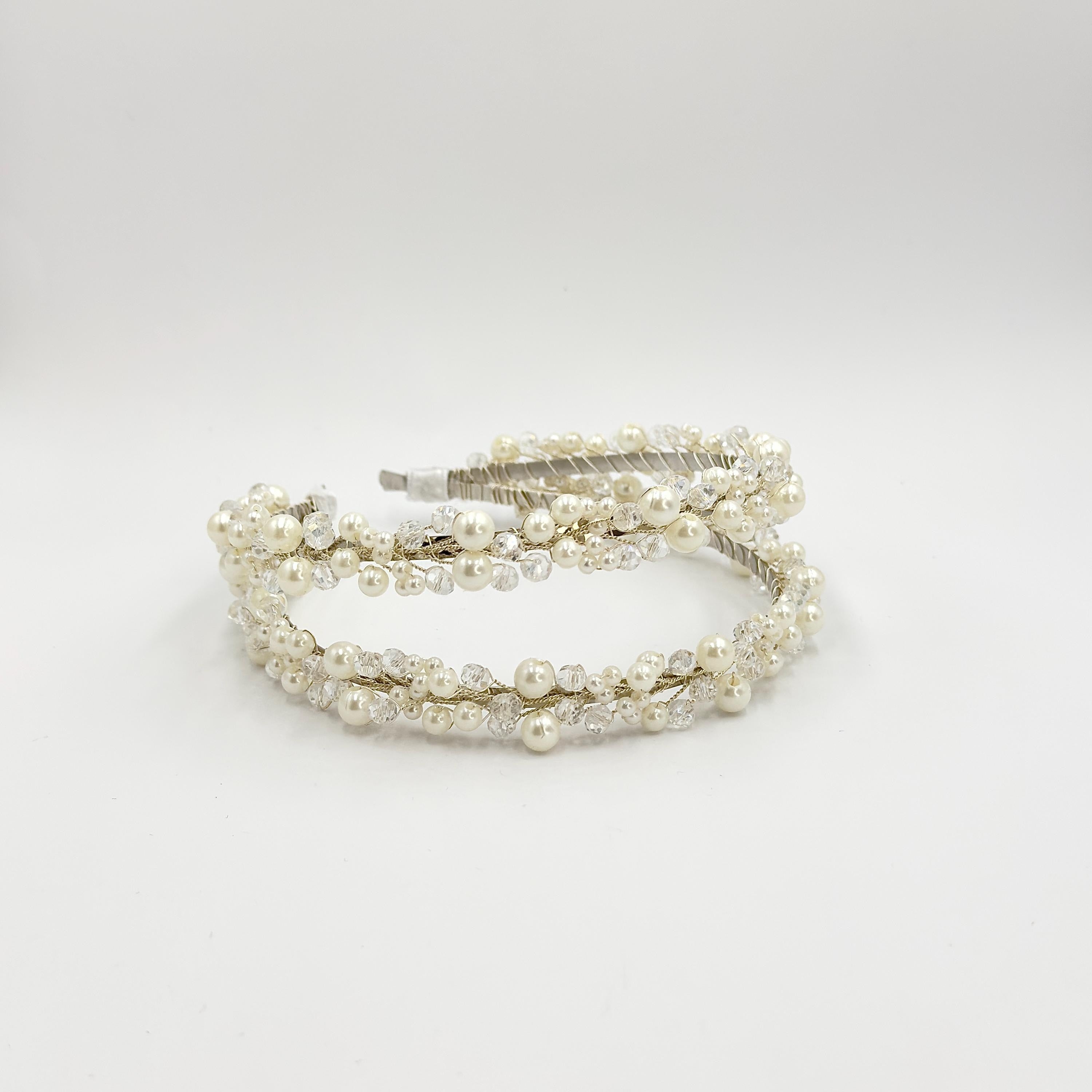 Brauthaarreif-Set mit Perlenzweigen | Romantischer silberfarbener Haarschmuck