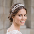 Brauthaarreif-Set mit Perlenzweigen | Romantischer silberfarbener Haarschmuck