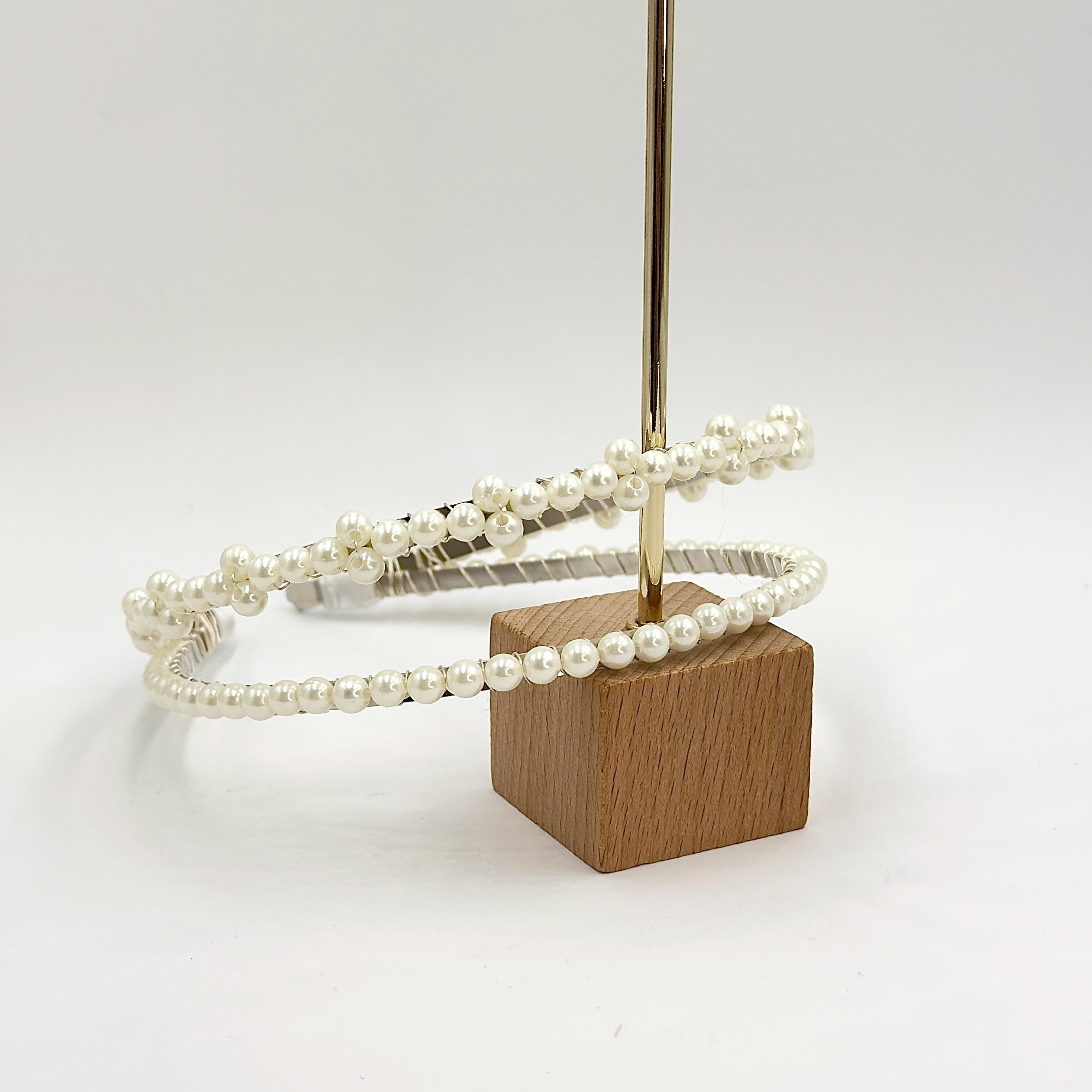Perlen-Braut-Haarreif | Ein- oder zweireihiger Haarschmuck in Silber