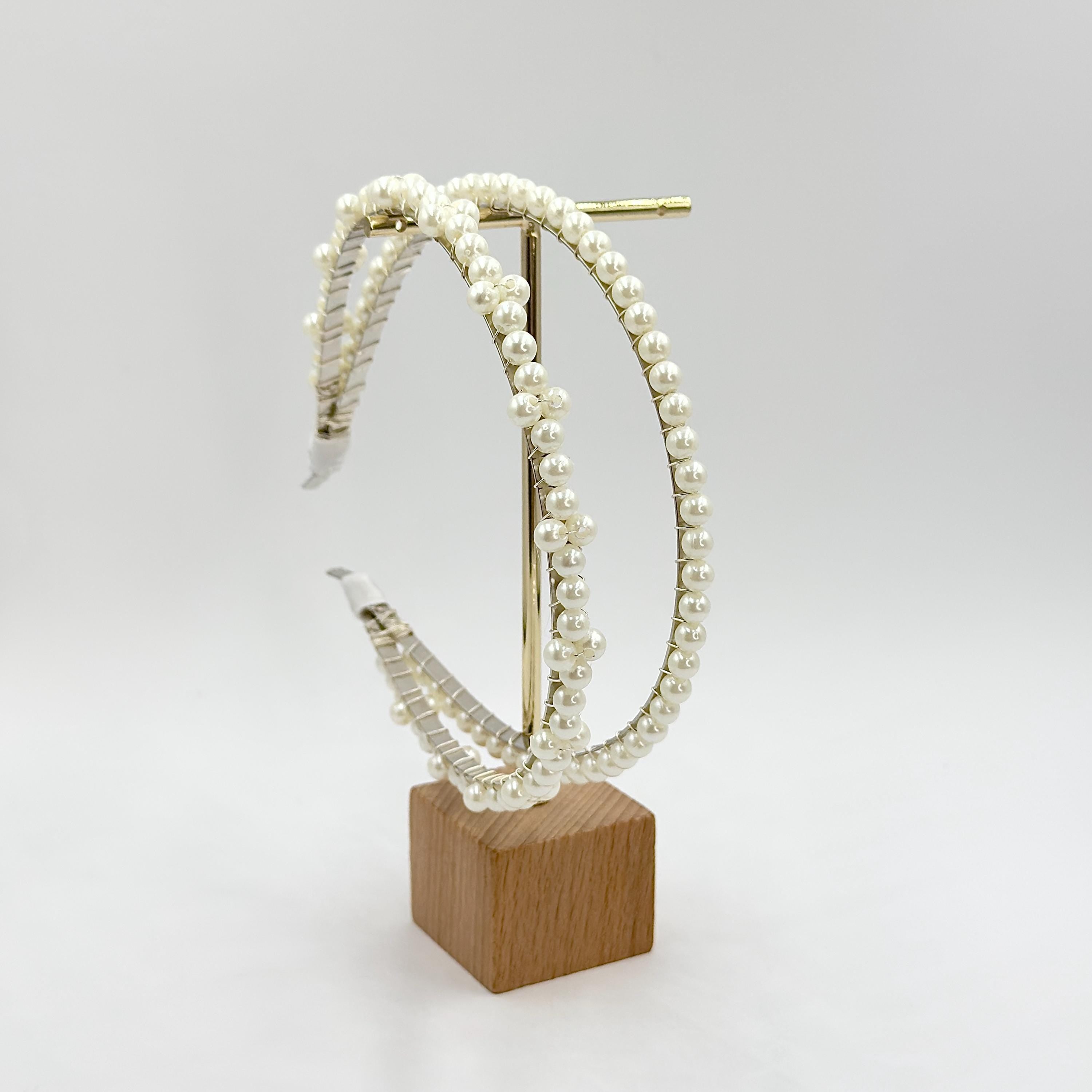 Perlen-Braut-Haarreif | Ein- oder zweireihiger Haarschmuck in Silber