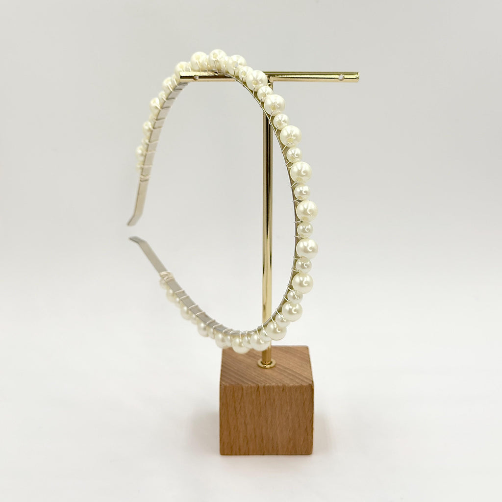Minimalistischer Braut-Haarreif mit Perlen | Handgemachter Hochzeitshaarschmuck in Elfenbein