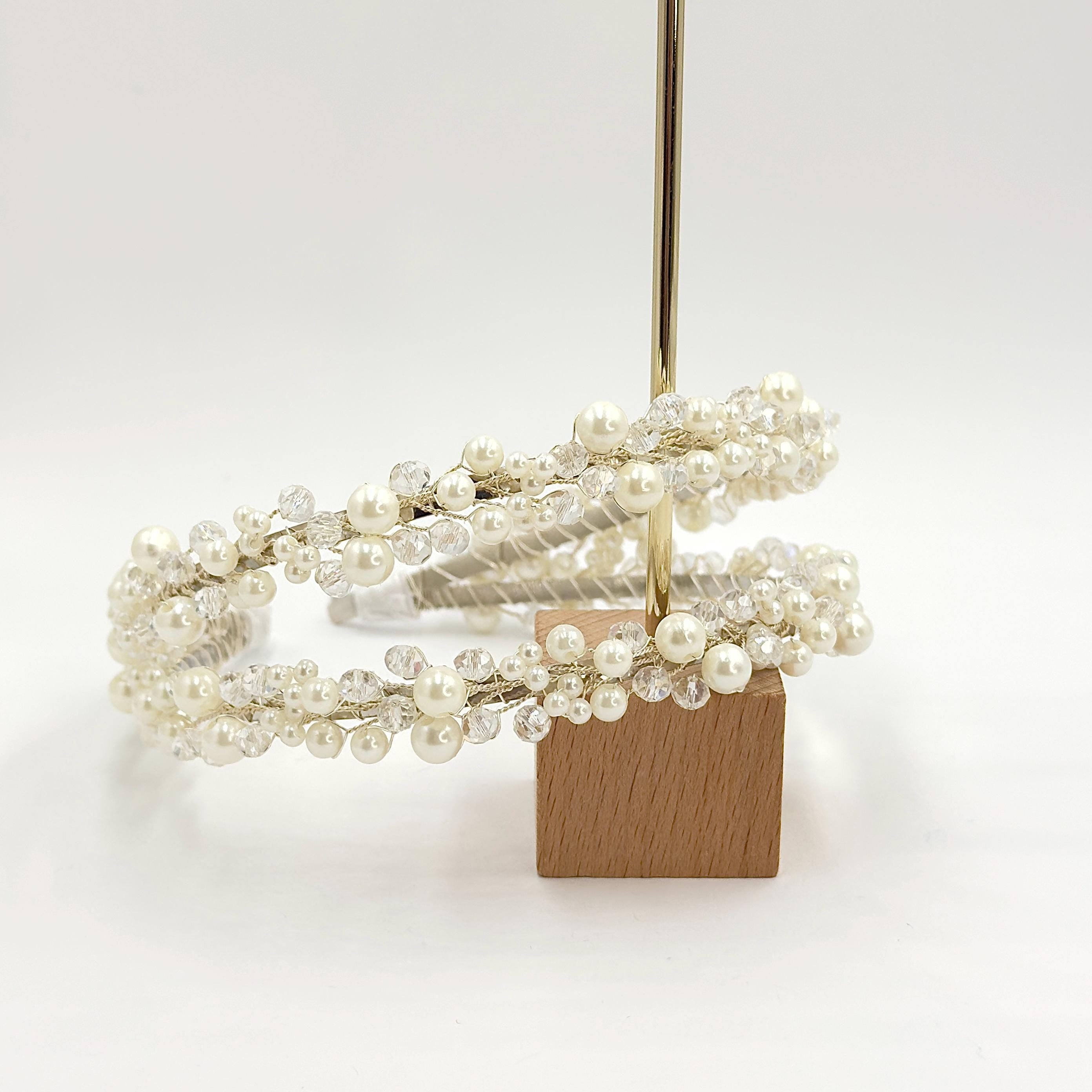 Brauthaarreif-Set mit Perlenzweigen | Romantischer silberfarbener Haarschmuck
