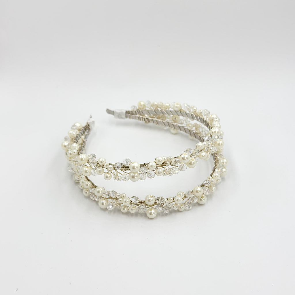 Brauthaarreif-Set mit Perlenzweigen | Romantischer silberfarbener Haarschmuck