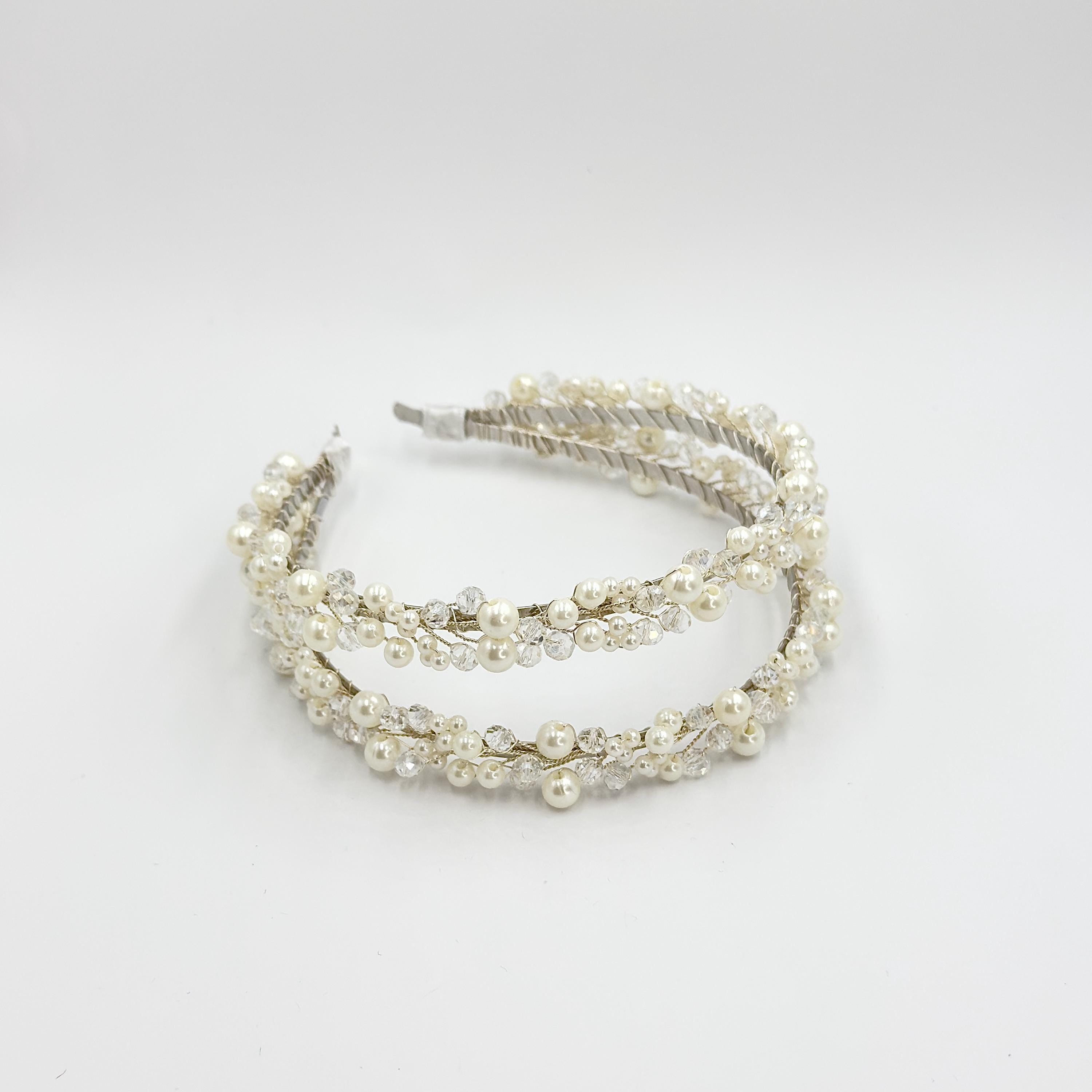 Brauthaarreif-Set mit Perlenzweigen | Romantischer silberfarbener Haarschmuck