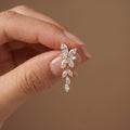 Crystal Bridal Earrings Silver Floral Drop Earrings Wedding Jewelry Marquise Crystal Bridal Gift