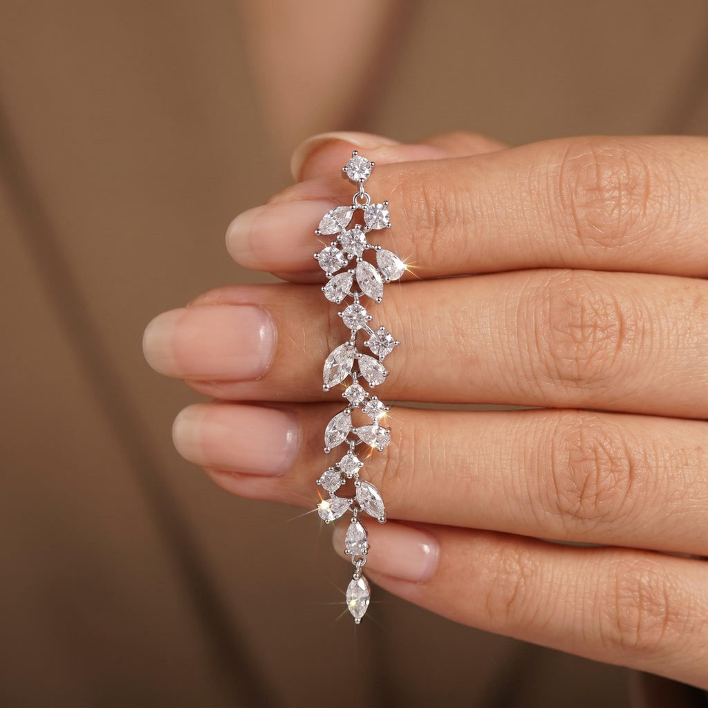 Long Crystal Bridal Earrings | Statement Wedding Drops in Gold, Rose Gold or Silver