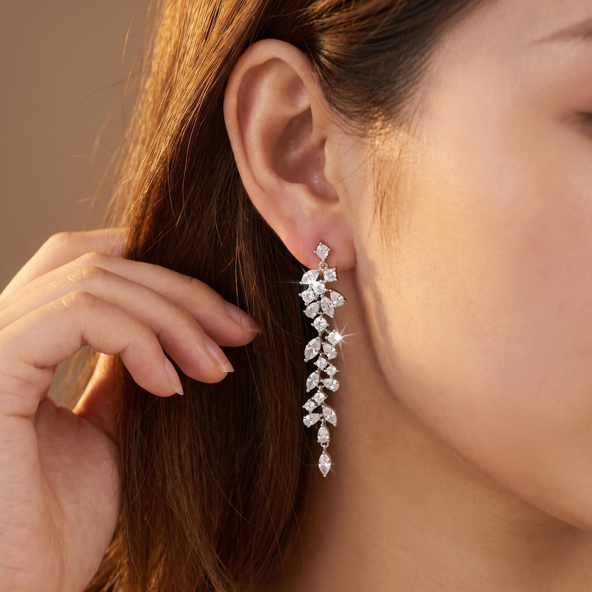 Long Crystal Bridal Earrings | Statement Wedding Drops in Gold, Rose Gold or Silver