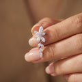 Bridal Drop Earrings with Marquise Crystals | Silver-Tone Floral Wedding Jewelry
