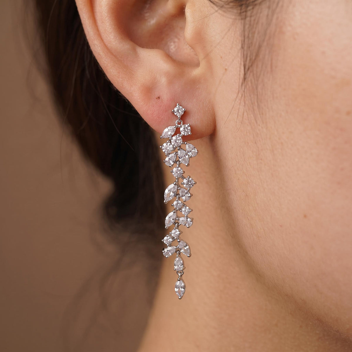 Long Crystal Bridal Earrings | Statement Wedding Drops in Gold, Rose Gold or Silver