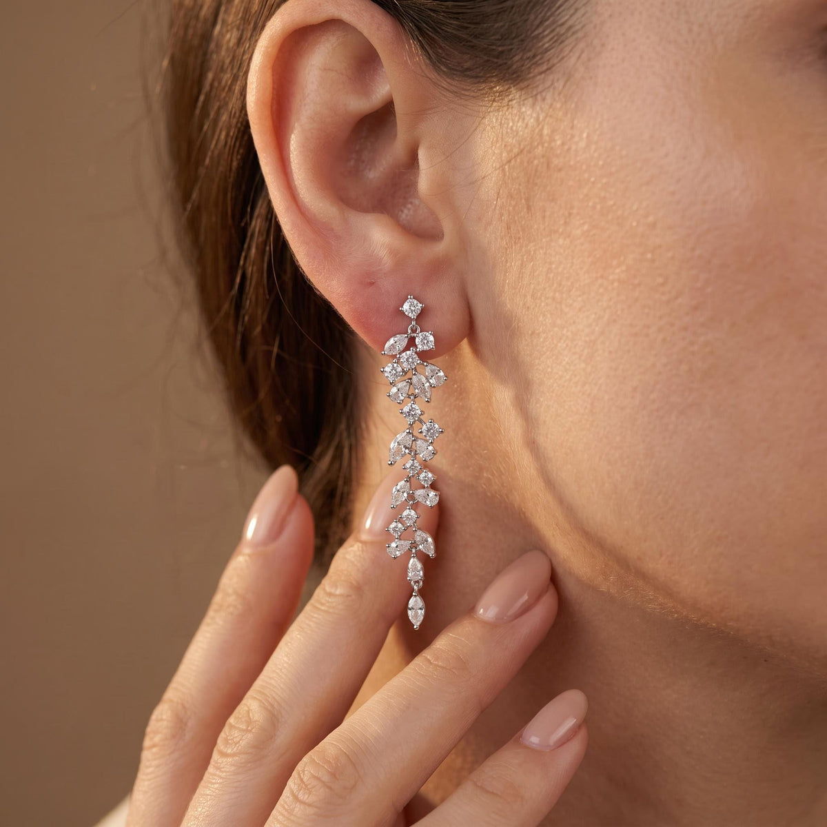 Long Crystal Bridal Earrings | Statement Wedding Drops in Gold, Rose Gold or Silver