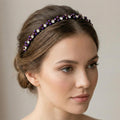 Irisierendes Kristall - Haarband in Violett, Handgefertigte Kronen - Tiara mit regenbogenfarbenem Glanz, Schwarzer Metall - Haarreif - AVYRAA BRIDAL