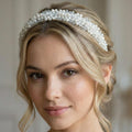 Ivory Perlen Tiara mit klaren Kristallen für Bräute - AVYRAA BRIDAL