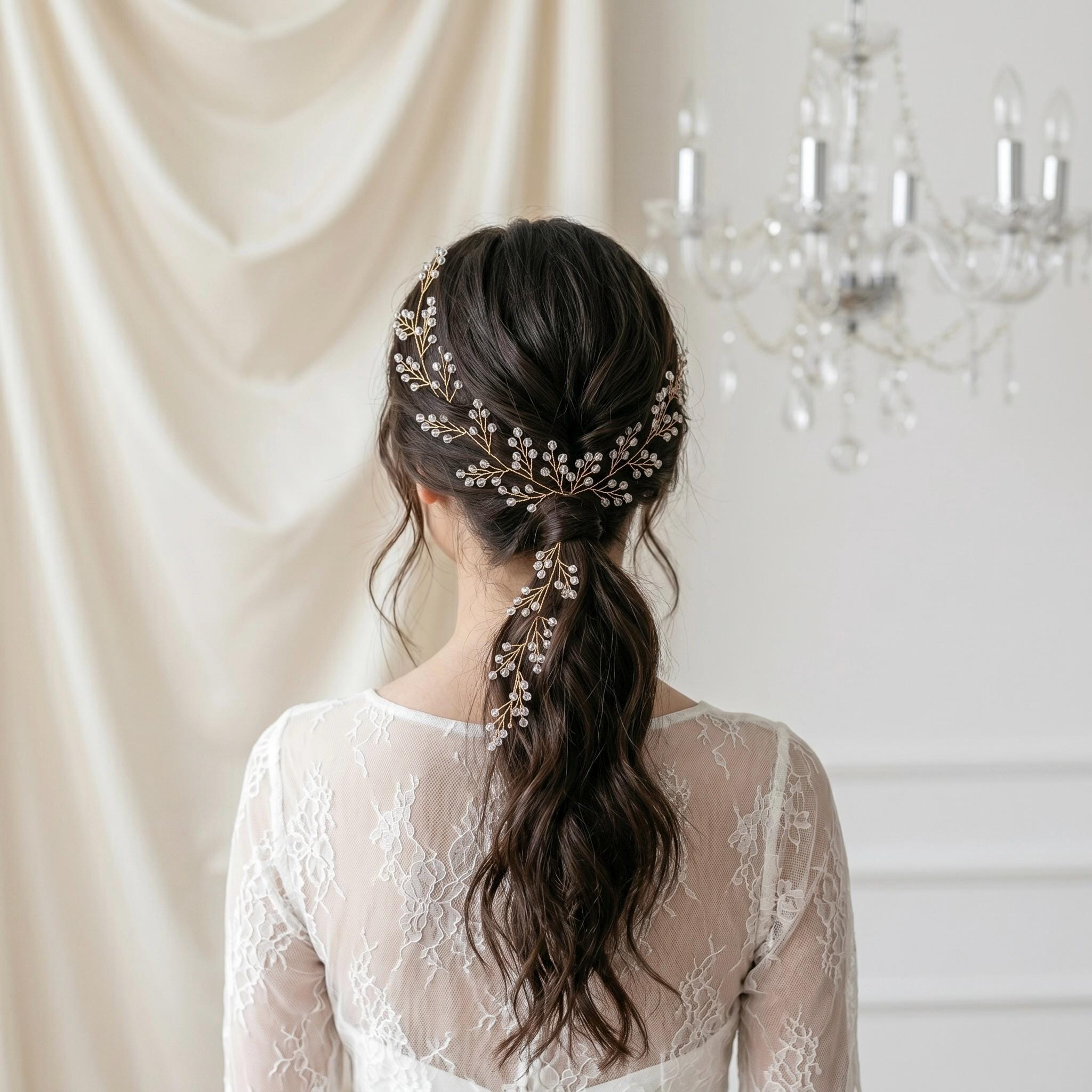 Klare Kristall Haarranke in Gold oder Silber für Bräute - AVYRAA BRIDAL