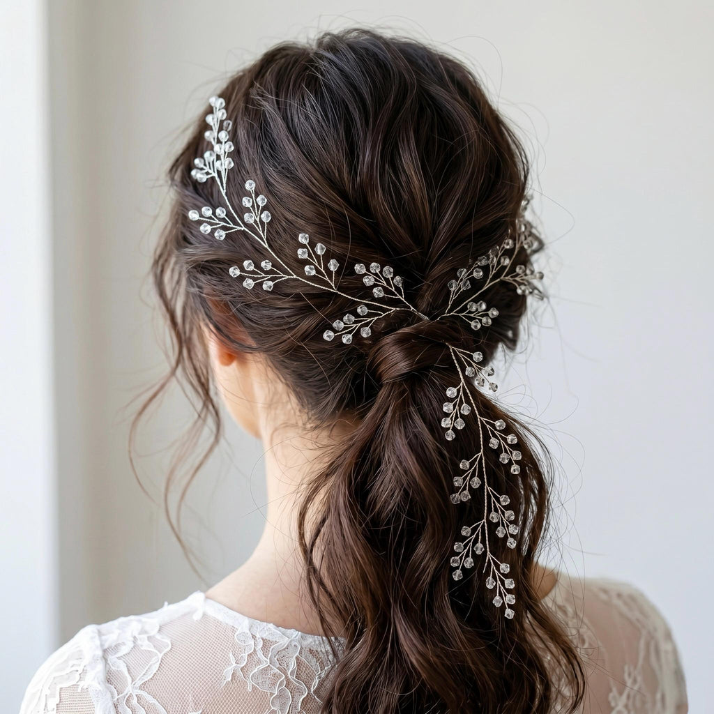 Klare Kristall Haarranke in Gold oder Silber für Bräute - AVYRAA BRIDAL