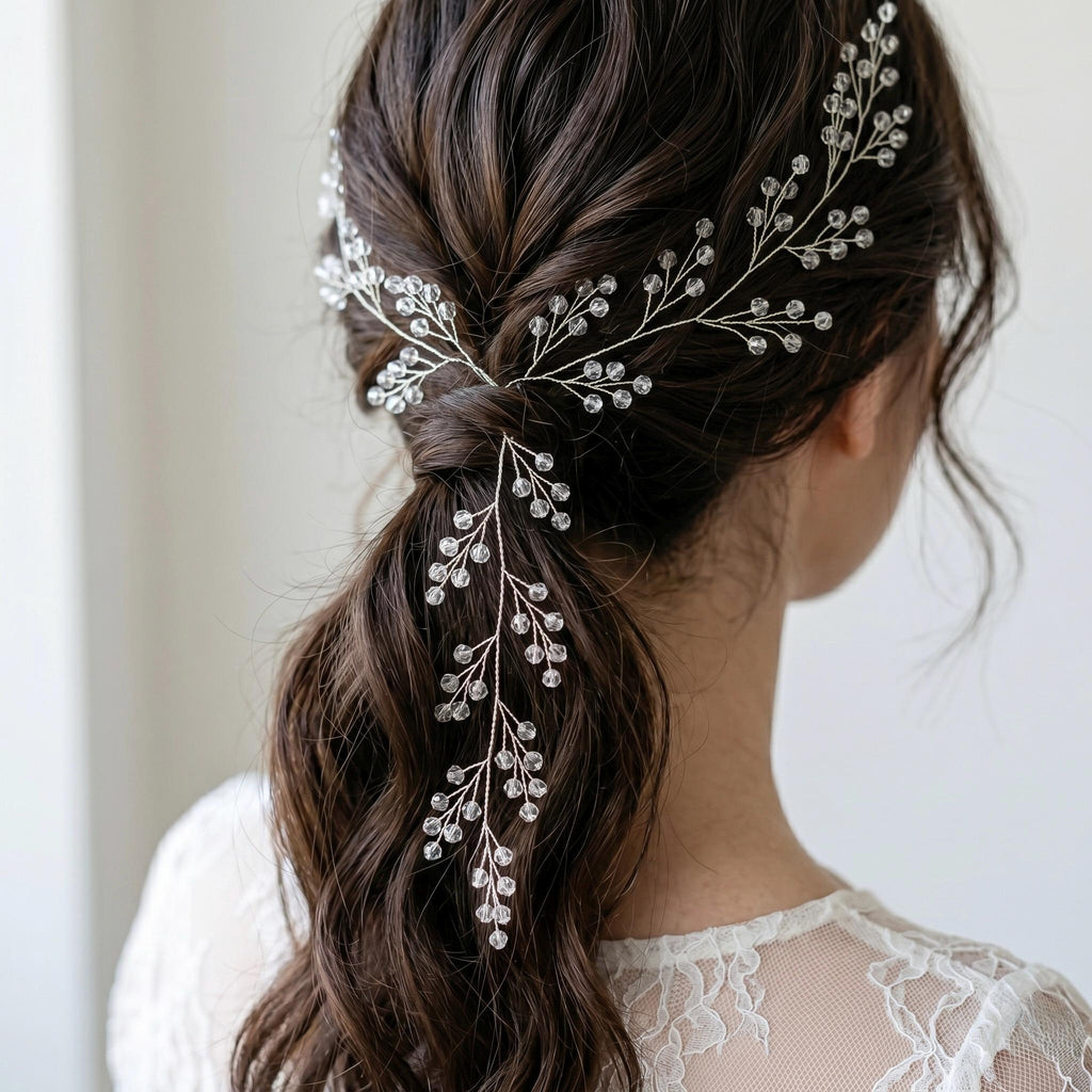 Klare Kristall Haarranke in Gold oder Silber für Bräute - AVYRAA BRIDAL