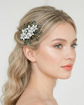 Kristall Haarkamm grün weiß Blätter eleganter Haarschmuck - AVYRAA BRIDAL