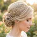 Kristall Haarreif in Kupfer - Champagner – handgefertigt, flexibel formbar, ideal für Brautfrisuren & festliche Looks - AVYRAA BRIDAL