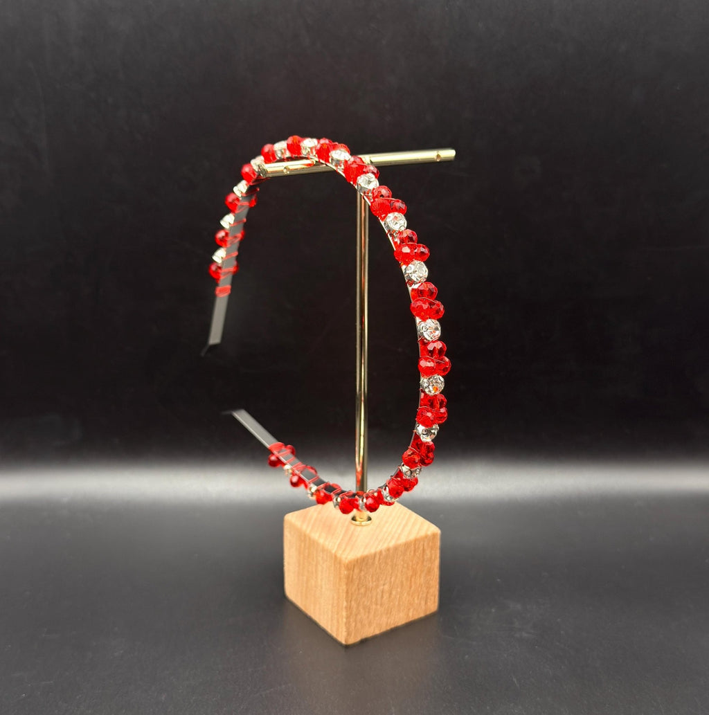 Leuchtend rotes Kristall - Haarband, Handgefertigte Kronen - Tiara in Hellrot mit strahlendem Glanz, Eleganter Metall - Haarreif - AVYRAA BRIDAL