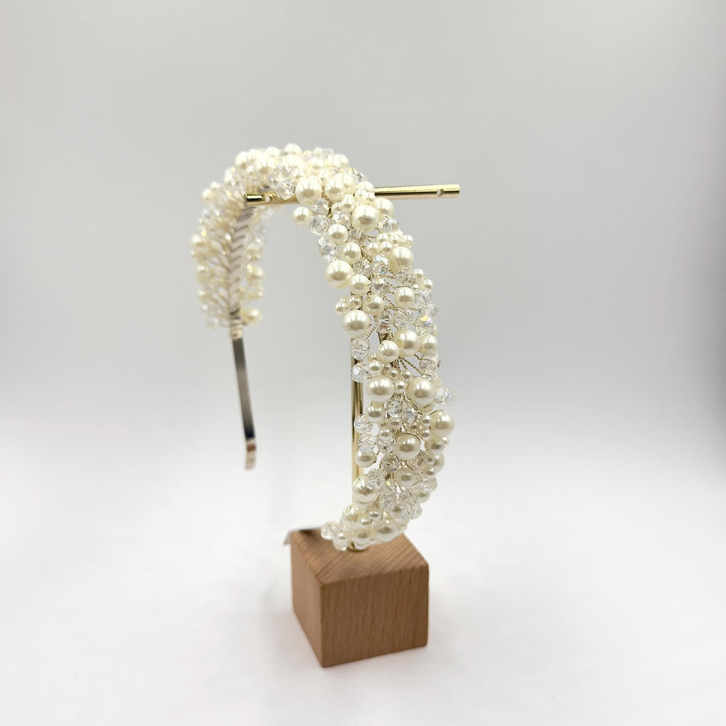 Luxus Braut Haarreif mit Ivory Perlen und Kristallen - AVYRAA BRIDAL