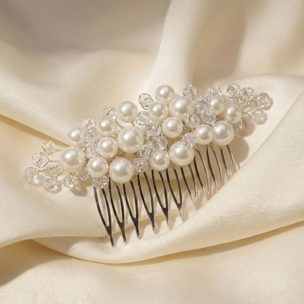 Perlen Braut Haarkamm in Gold oder Silber - AVYRAA BRIDAL