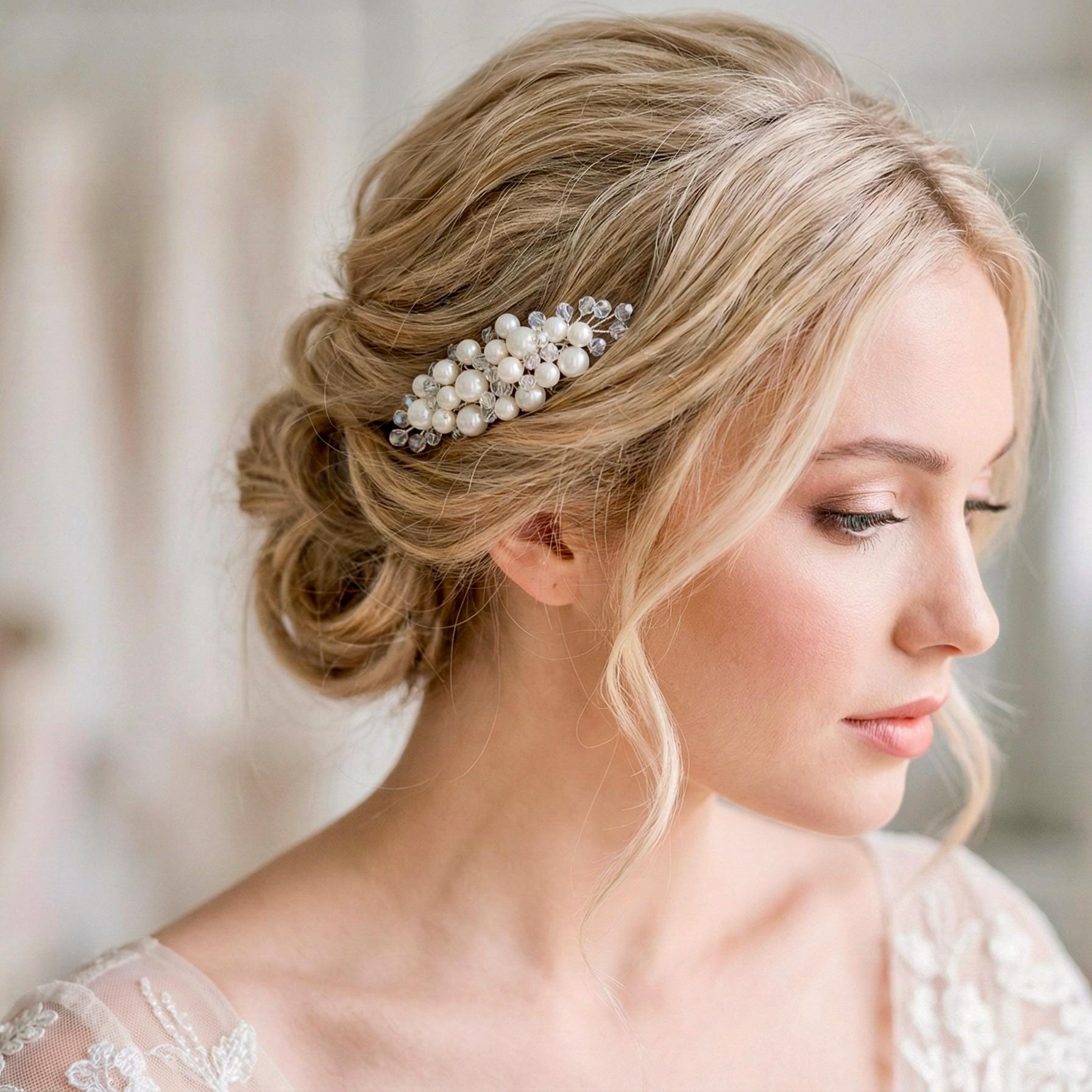 Perlen Braut Haarkamm in Gold oder Silber - AVYRAA BRIDAL