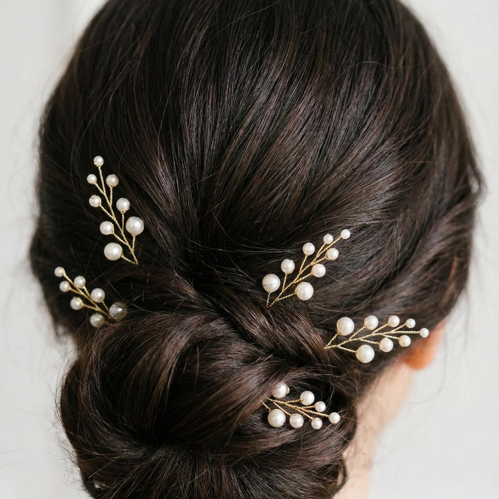 Perlen Haarnadeln Set in Gold oder Silber - AVYRAA BRIDAL