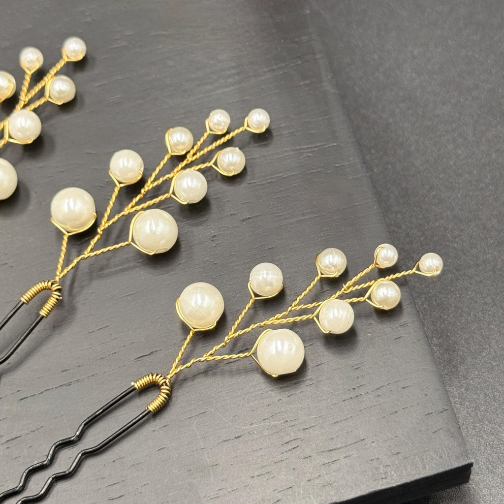 Perlen Haarnadeln Set in Gold oder Silber - AVYRAA BRIDAL