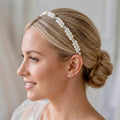 Perlen Haarreif mit runden Kristallsteinen für Bräute - AVYRAA BRIDAL