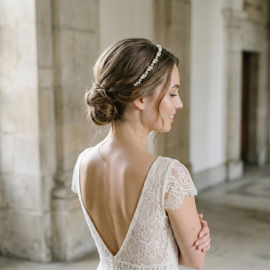 Perlen Kristall Haarreif für Braut, eleganter Hochzeit Haarschmuck - AVYRAA BRIDAL