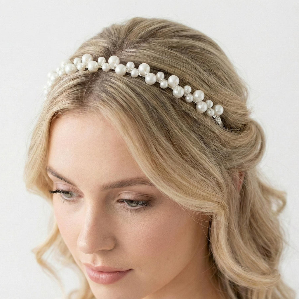 Perlen Mix Haarreif für Braut und Standesamt - AVYRAA BRIDAL