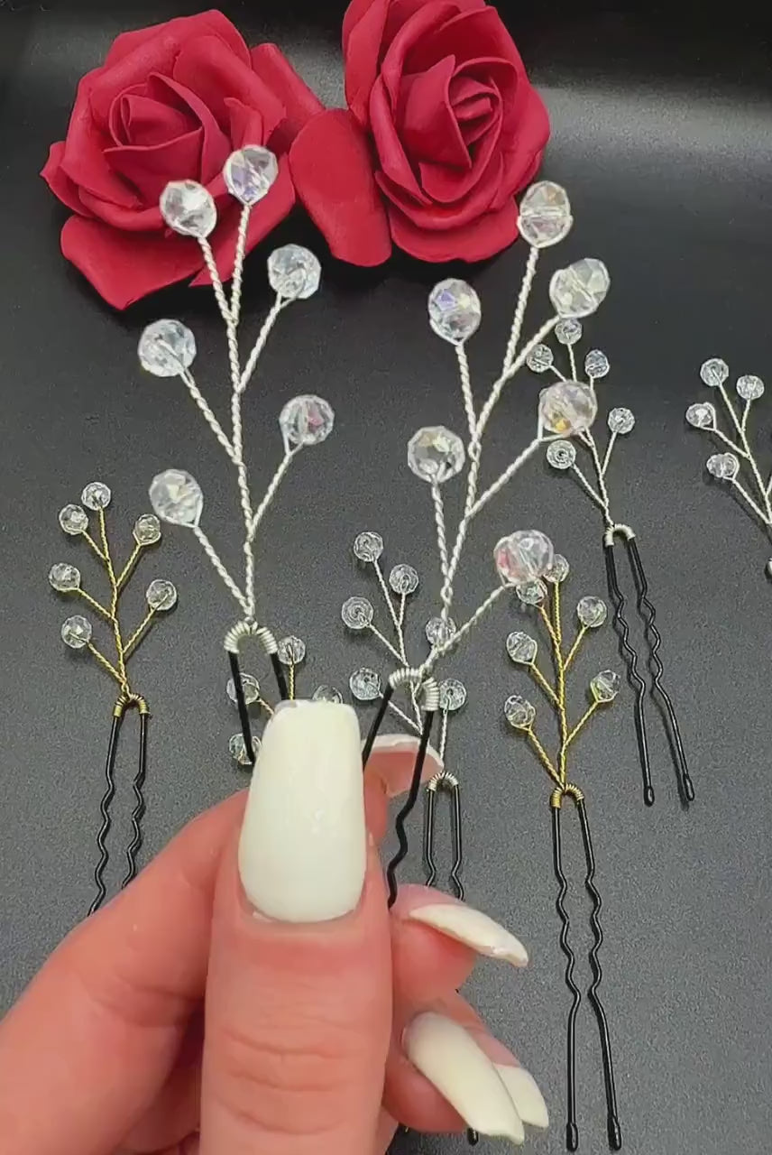 Zarter Hochzeit Haarschmuck mit Glasperlen in wählbarer Stückzahl