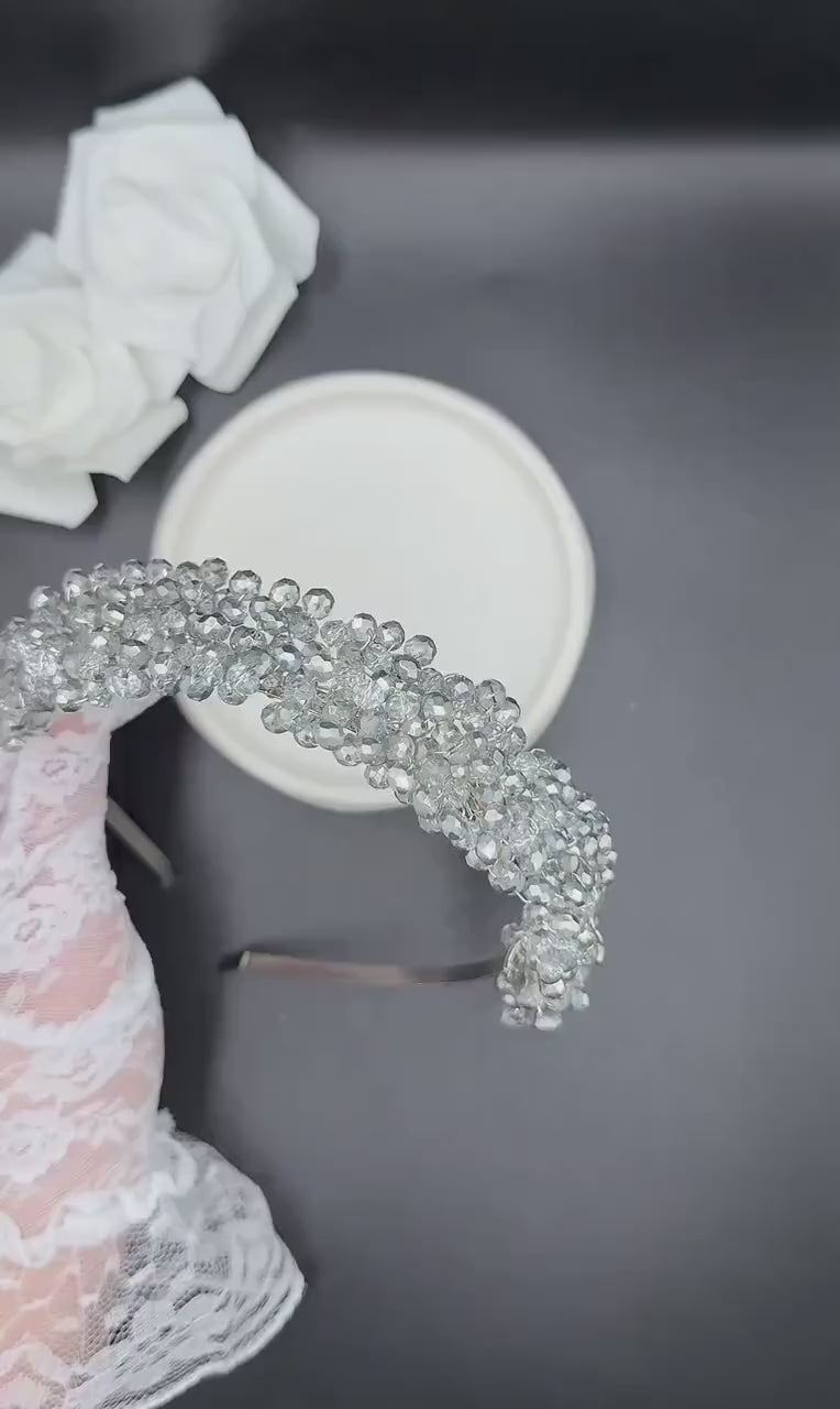 AVYRAA BRIDAL klare Kristall Tiara in Silberoptik für Bräute