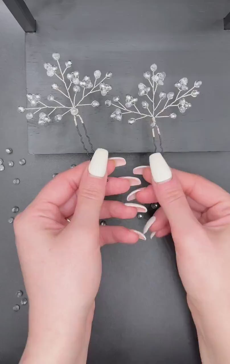 Silberklare Glas Kristall Haarnadel für Brautfrisuren