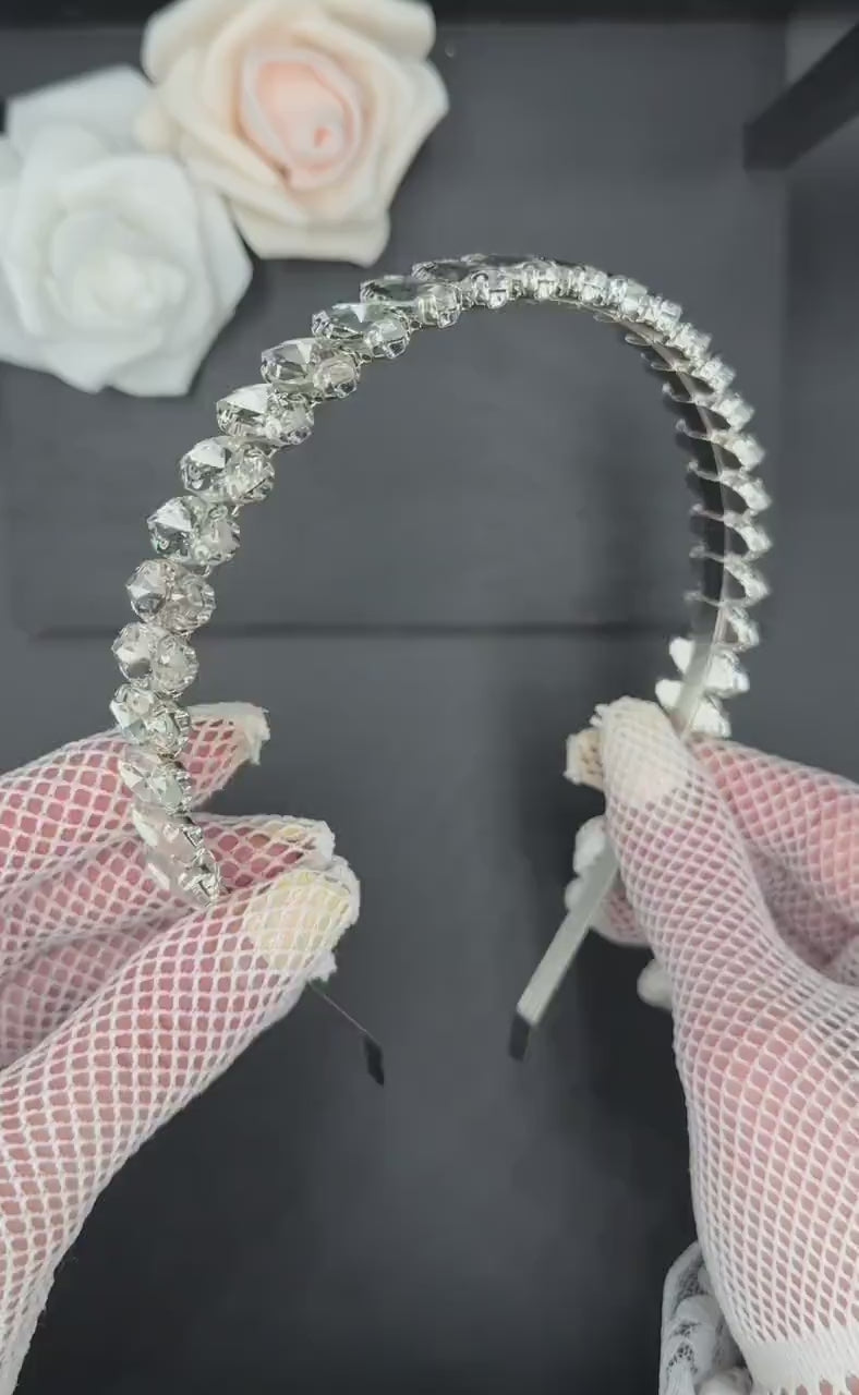 Kristall Braut Tiara in Silber für elegante Hochzeitsfrisuren