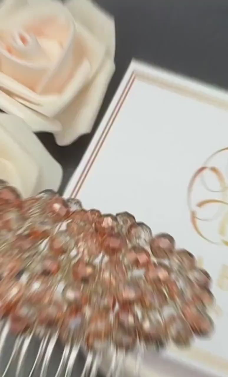 Champagner Kupfer Bicolor Kristall Haarkamm für Brautfrisuren