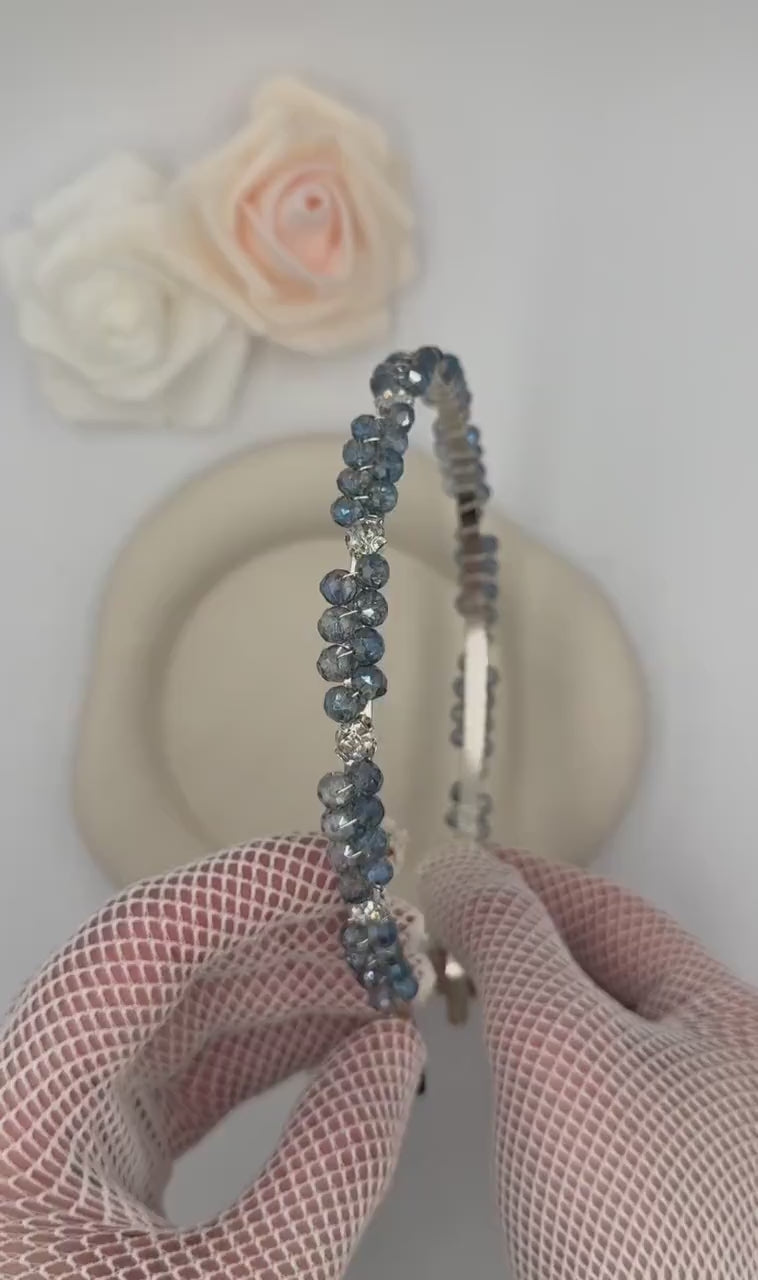 Blauer Kristall Haarreif - Elegantes Accessoire für Bräute