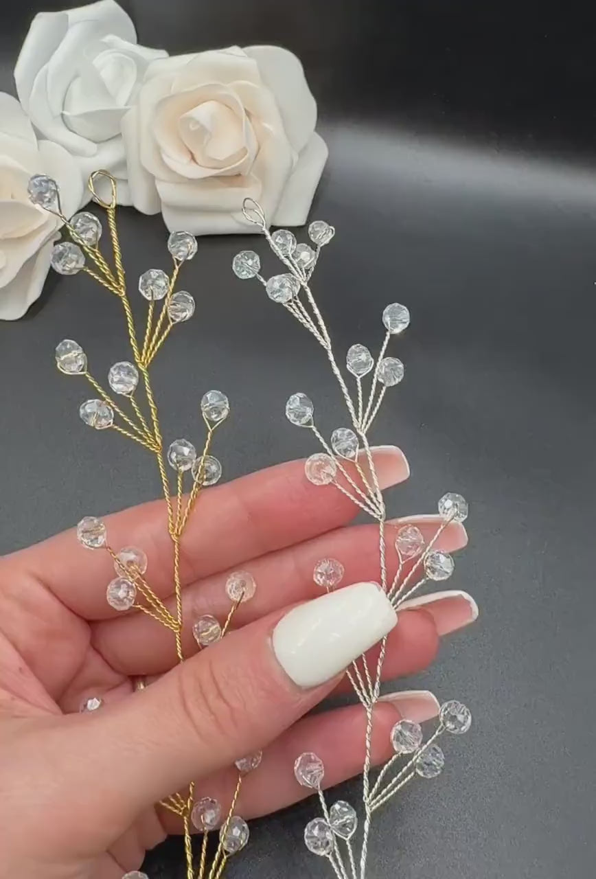 Kristall Hair Vine in Gold oder Silber für Bräute