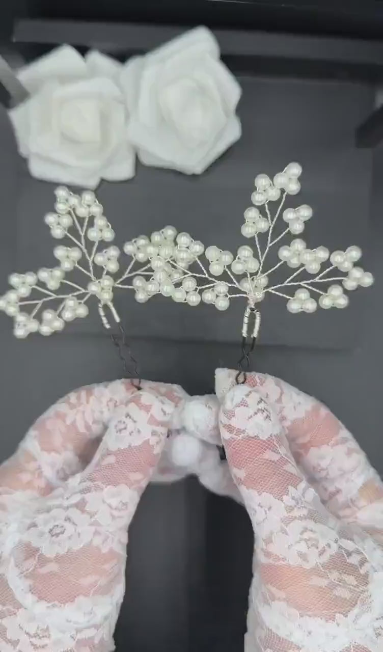 Florale Perlen Haarnadeln in Gold oder Silber